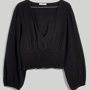 New with tags: Madewell Lightspun Julianne Smocked-Waist Top (M)